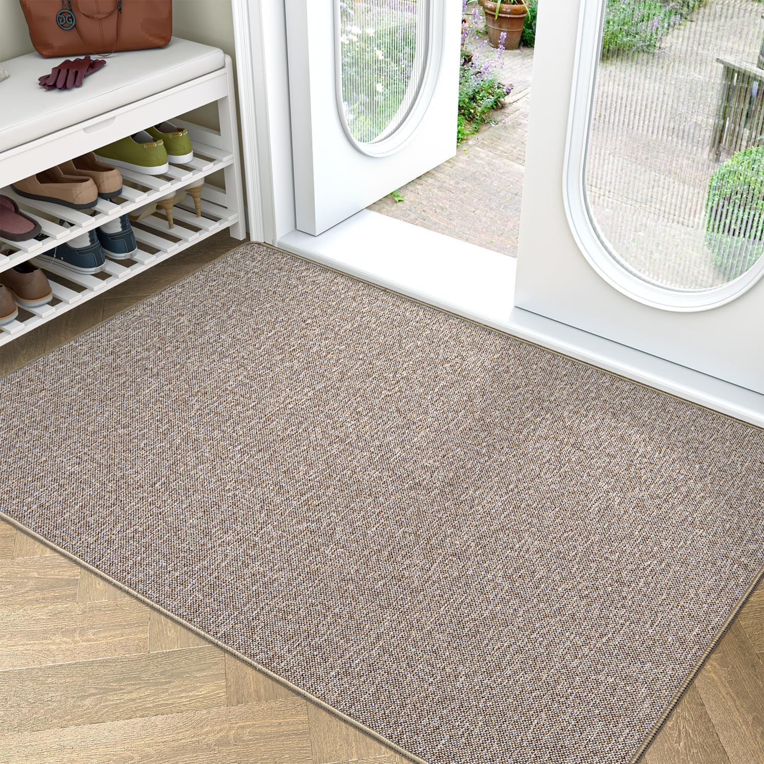 LUMI Ultra Thin Door Mat for Entryway, 32"x48" Low Profile Non Slip Rubber Backing Indoor Doormat
