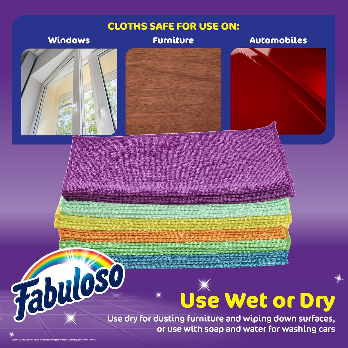 Fabuloso Microfiber Cleaning Cloths, Rainbow - Lint-Free, Scratch-Free Cleaning Cloths for Surfaces
