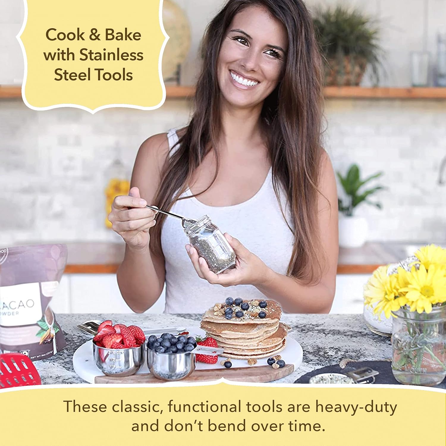 Simply Gourmet Measuring Cups and Spoons Set of 12 – Stainless Steel Kitchen Gadgets – Stackable