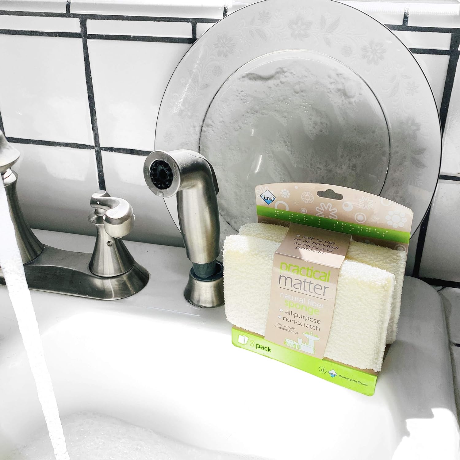 Practical Matter Kitchen Sponge, Organic Cotton Fiber All-Purpose Dish Sponges for Washing Dishes