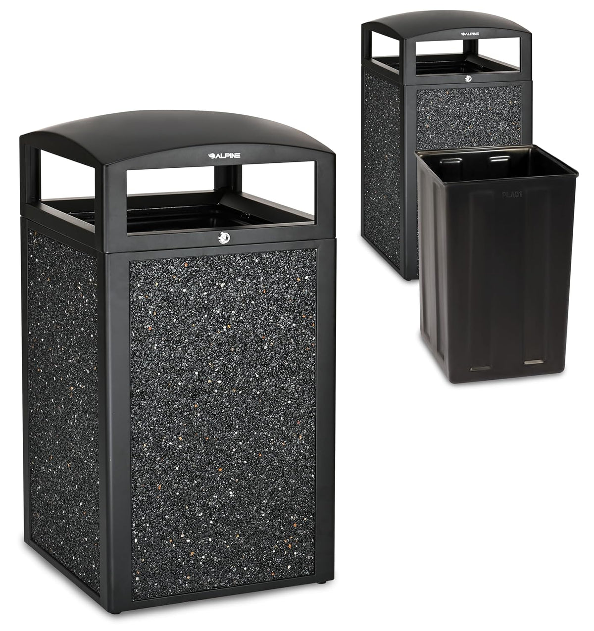 Alpine Outdoor Commercial Trash Can with Lid - 40 Gallon Heavy Duty Metal Garbage Can with