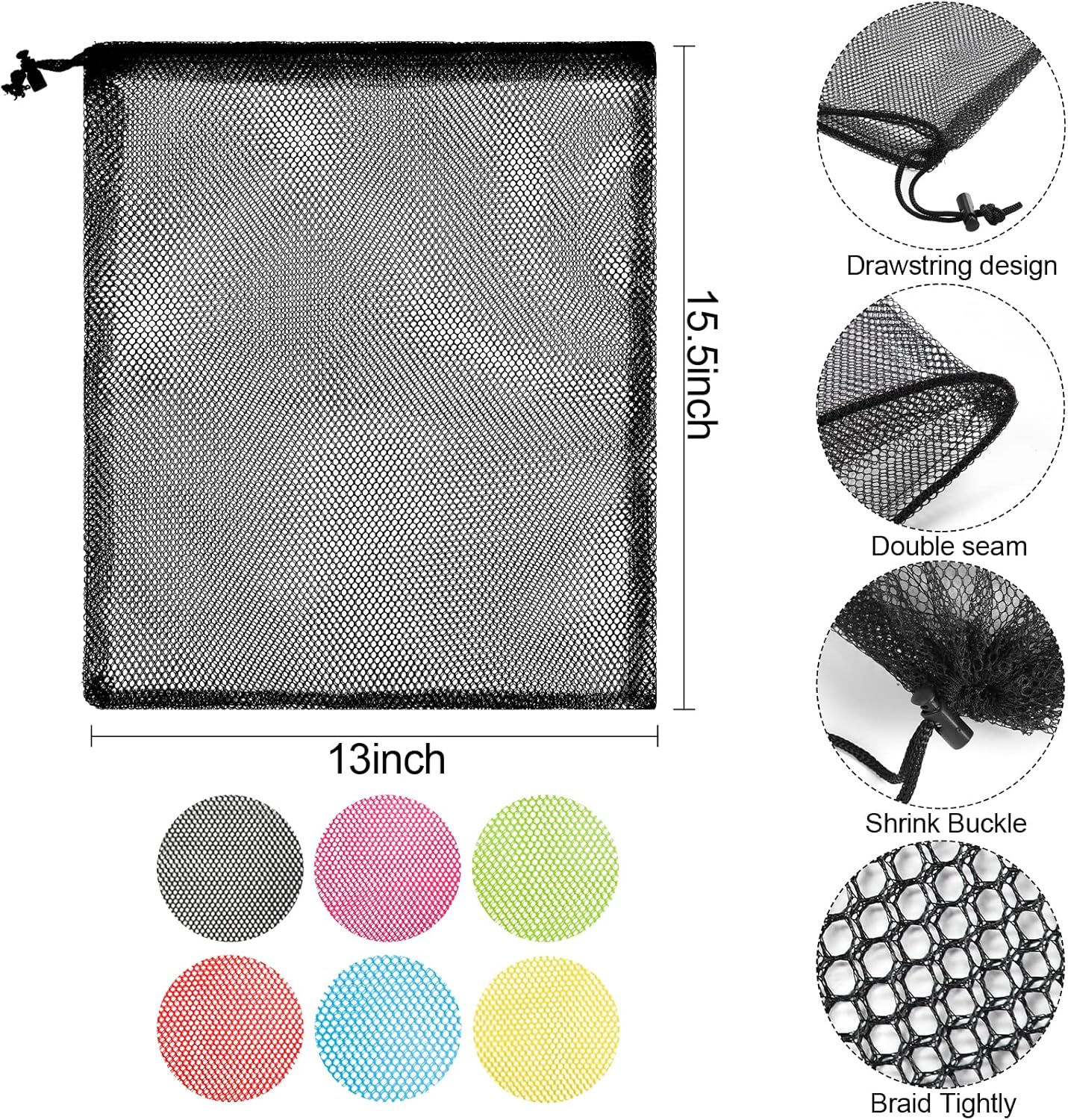 iMucci 12Pcs Mesh Bag 13"X15.5" Drawstring Gym Bag Nylon Mesh Drawstring Bag with Cord Lock Closure