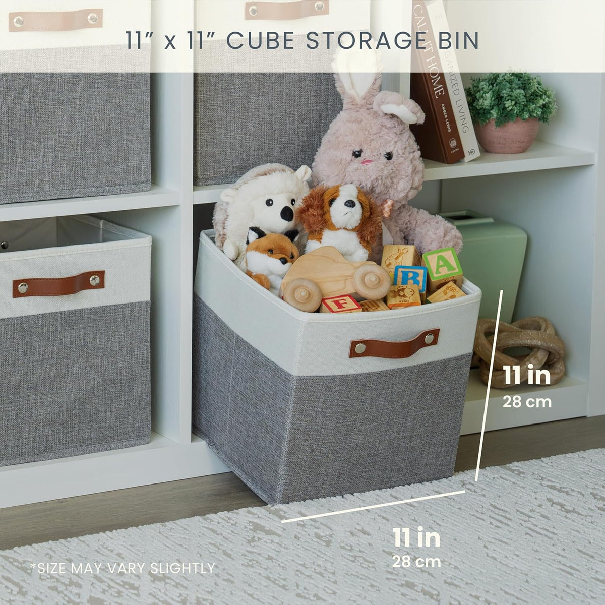 OrganiHaus 11x11 Fabric Cubes Storage Bins Set of 4, Foldable Collapsible Fabric Storage Bins for