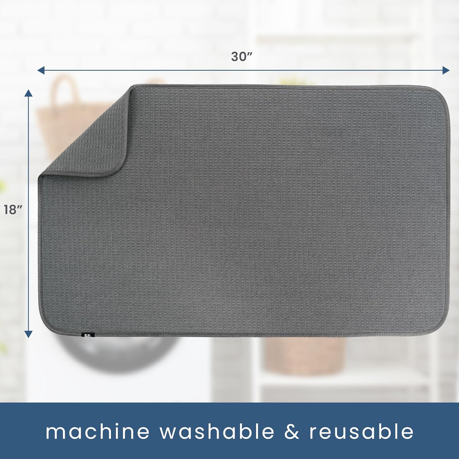 S&T INC. Dish Drying Mat Jumbo, 18” x 30”, Absorbent Microfiber Kitchen Counter Mat, Dish Drying