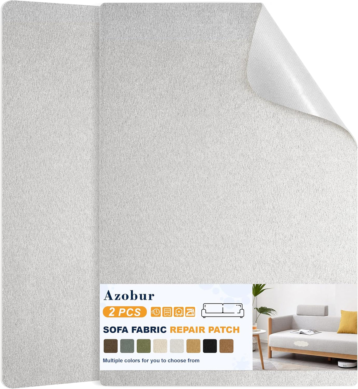 Azobur Couch Patch Repair Fabric,Microfiber Fabric, Self-Adhesive, for Sofa Repair and Upholstery