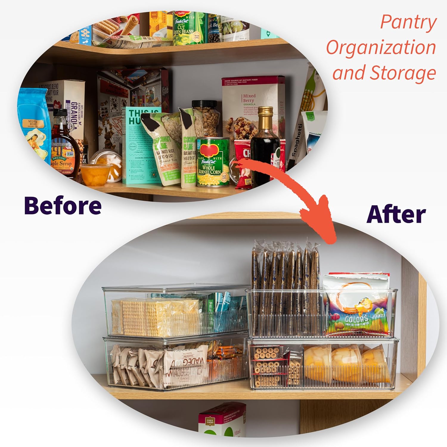 ClearSpace Plastic Pantry Organization and Storage Bins with Dividers & Lids – Perfect Kitchen