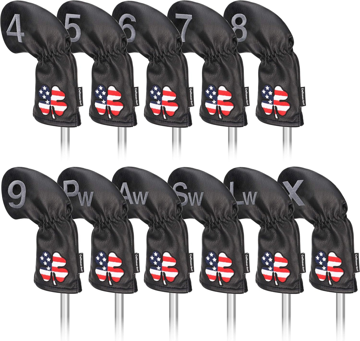 CRAFTSMAN GOLF 11pcs /Set USA US Flag Clover Leather Left Right Black White Green Dark Blue Iron