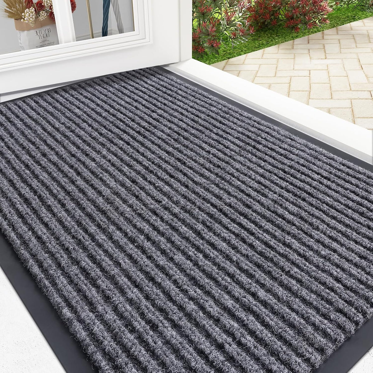 OLANLY Front Door Mat Indoor Outdoor Entrance, Waterproof Heavy Duty Doormat, Fade Resistant, Low