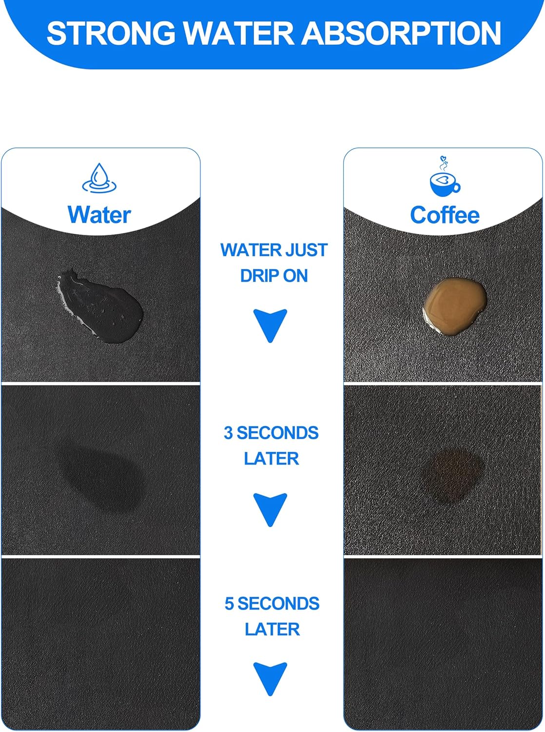 Dish Drying Mat for Kitchen Counter, 12"x19" Dish Drying Pad with Non-slip Rubber Backed, Hide