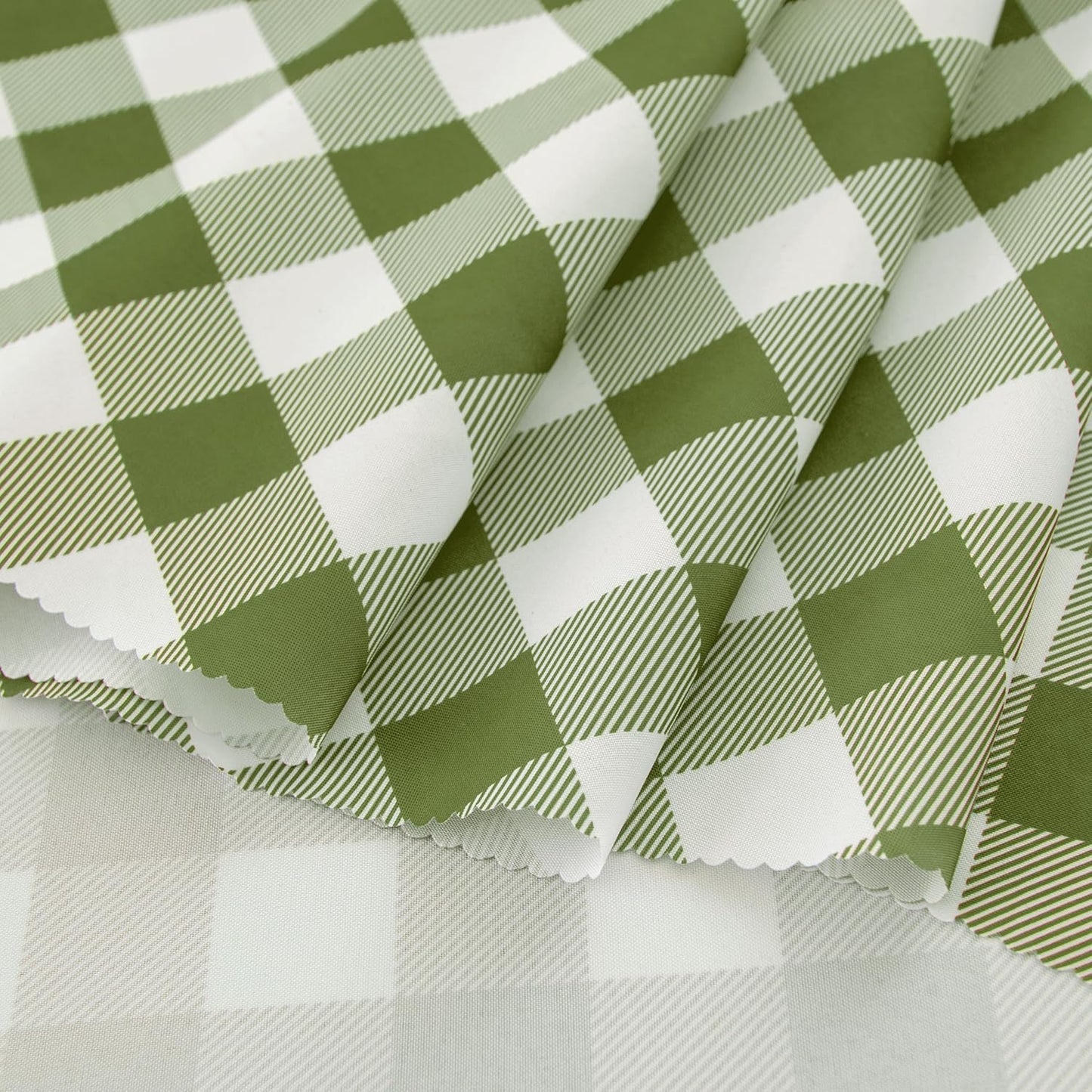 Waterproof Plaid Tablecloth Fabric - Round 25 Inch Classic Gingham Checker Table Cloth for