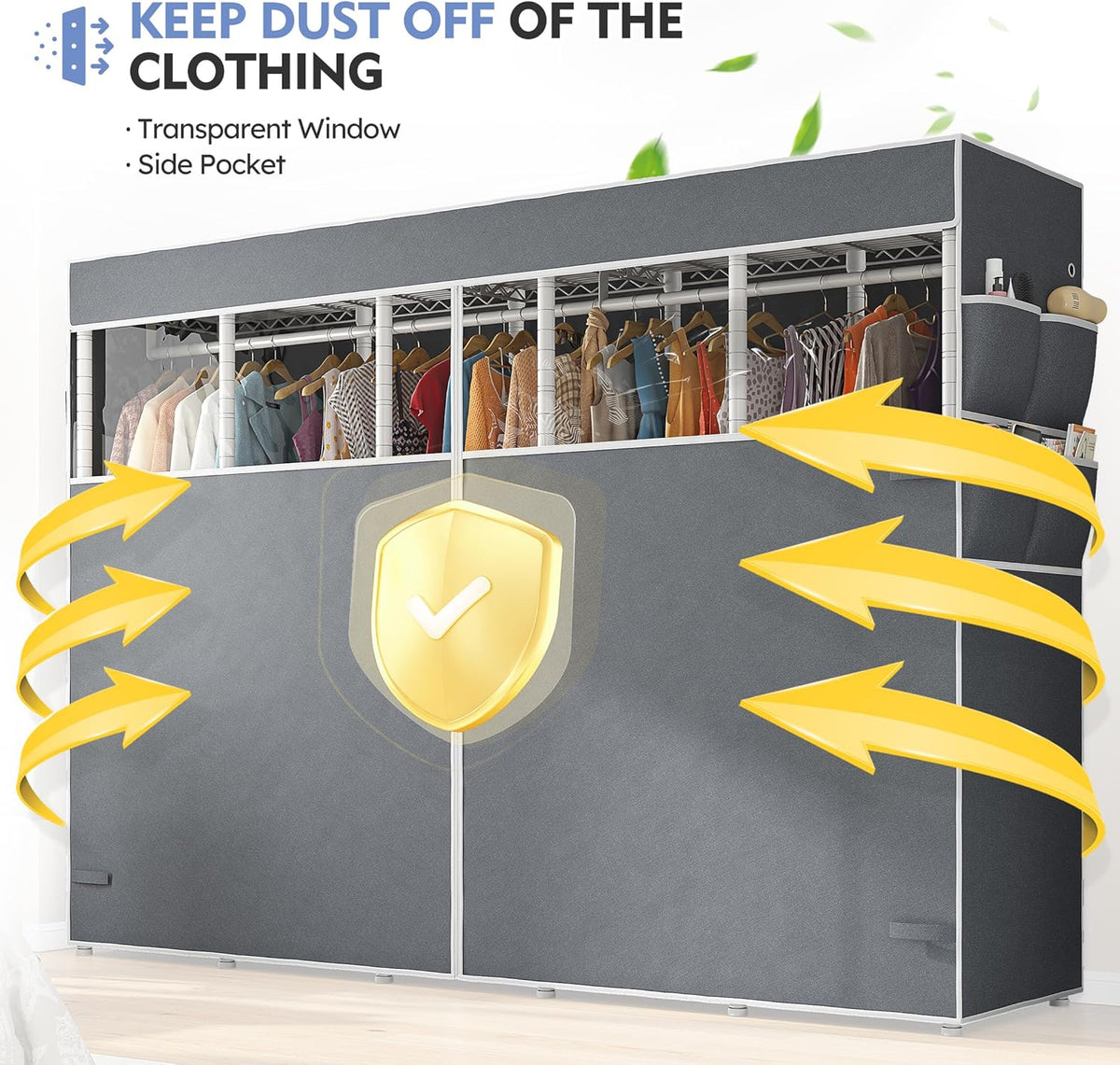 Raybee 90.6" W Clothes Rack with Cover Heavy Duty Clothing Rack with Cover Loads 1200LBS