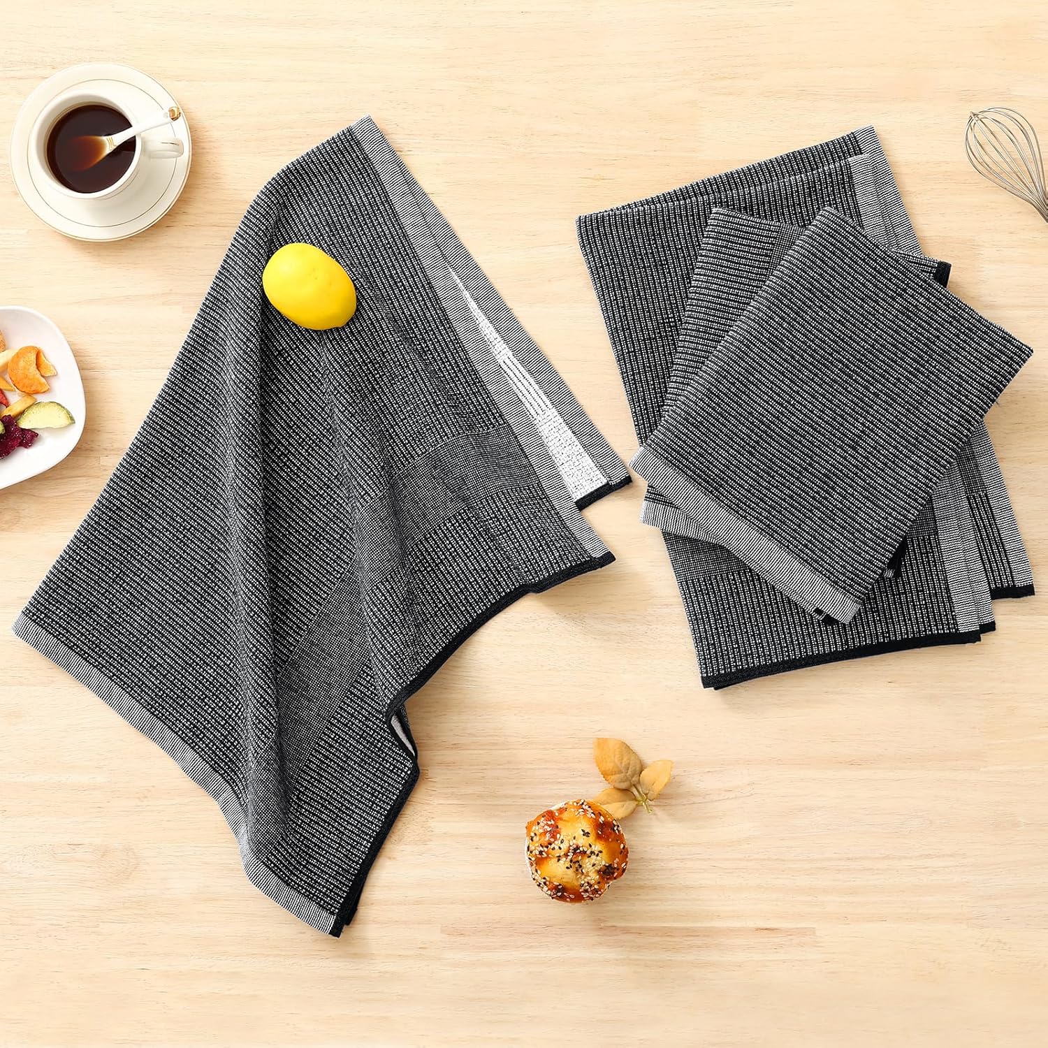 Homaxy Premium Kitchen Towels(18”x 28”, 12 Pack), Large Cotton Kitchen Hand Towels, Flat and Terry