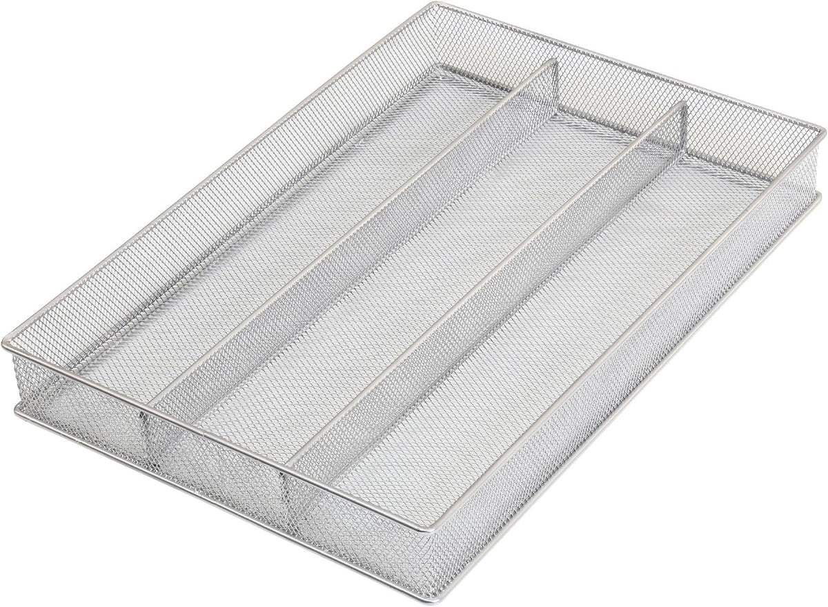 YBM Home Metal Silverware Organizer for In-Drawer Cutlery Storage, 3 Compartment Mesh Cutlery