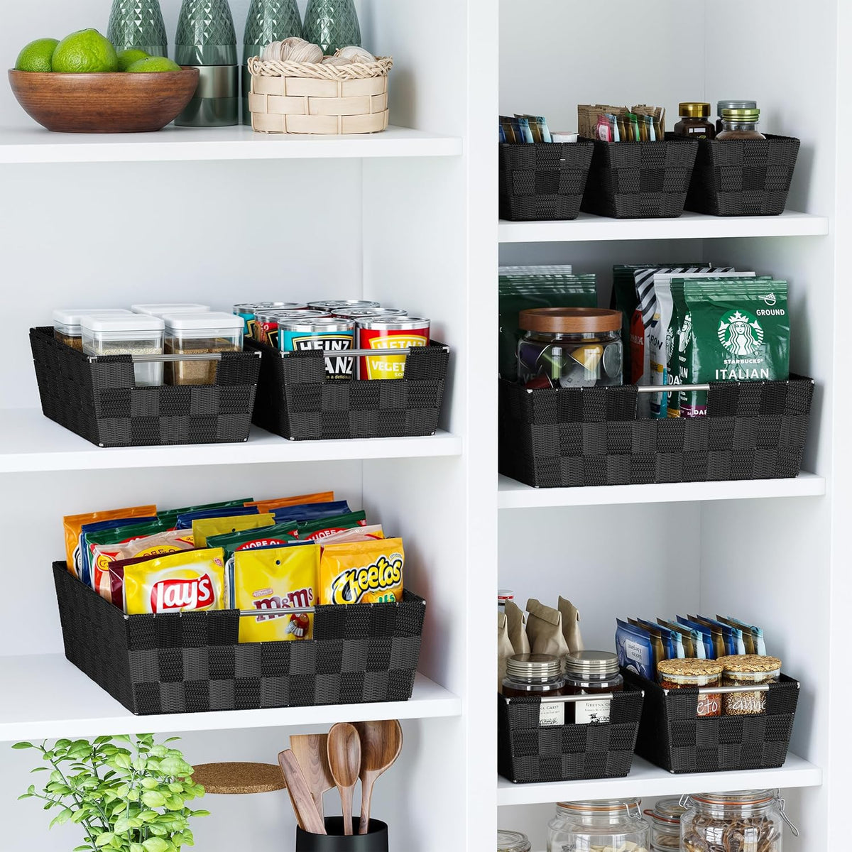 Baskets For Organizing Set Of 9 Black - Storage Baskets For Shelves - Perfect Closet Organizer