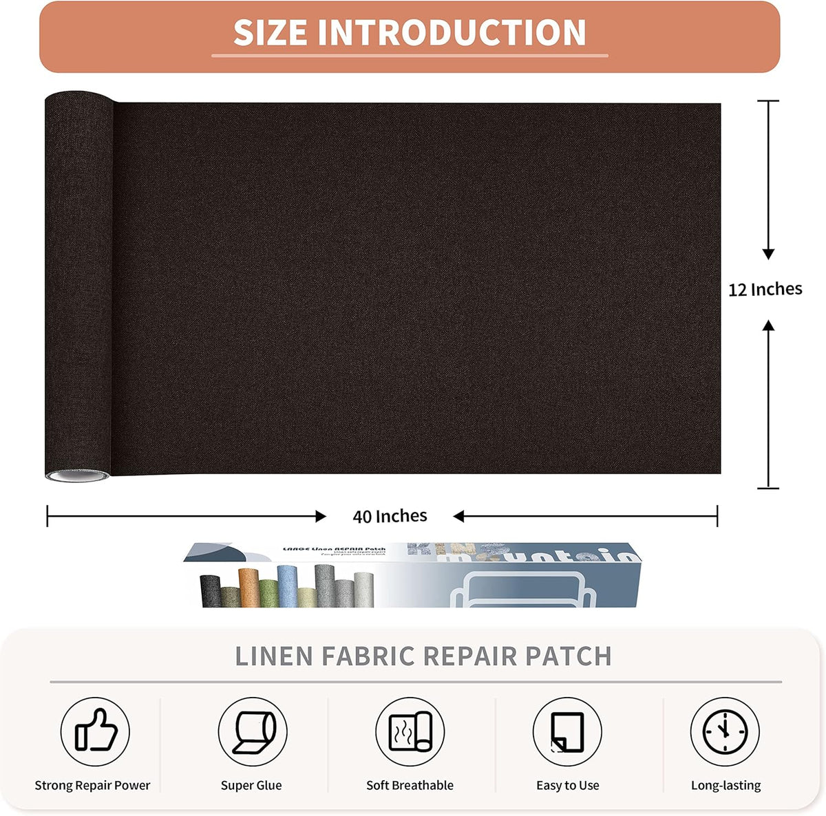 Fine Linen Repair Patches, Self-Adhesive Linen Fabric Patches, 12X40 inch Extra Size, Multi Color
