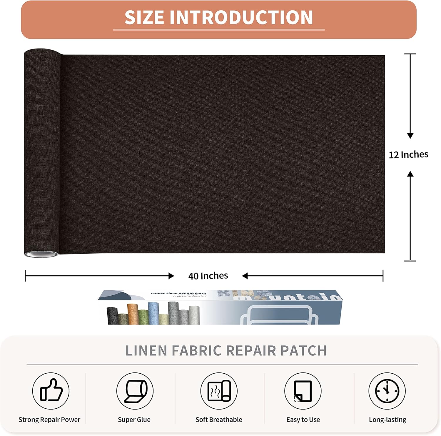 Fine Linen Repair Patches, Self-Adhesive Linen Fabric Patches, 12X40 inch Extra Size, Multi Color