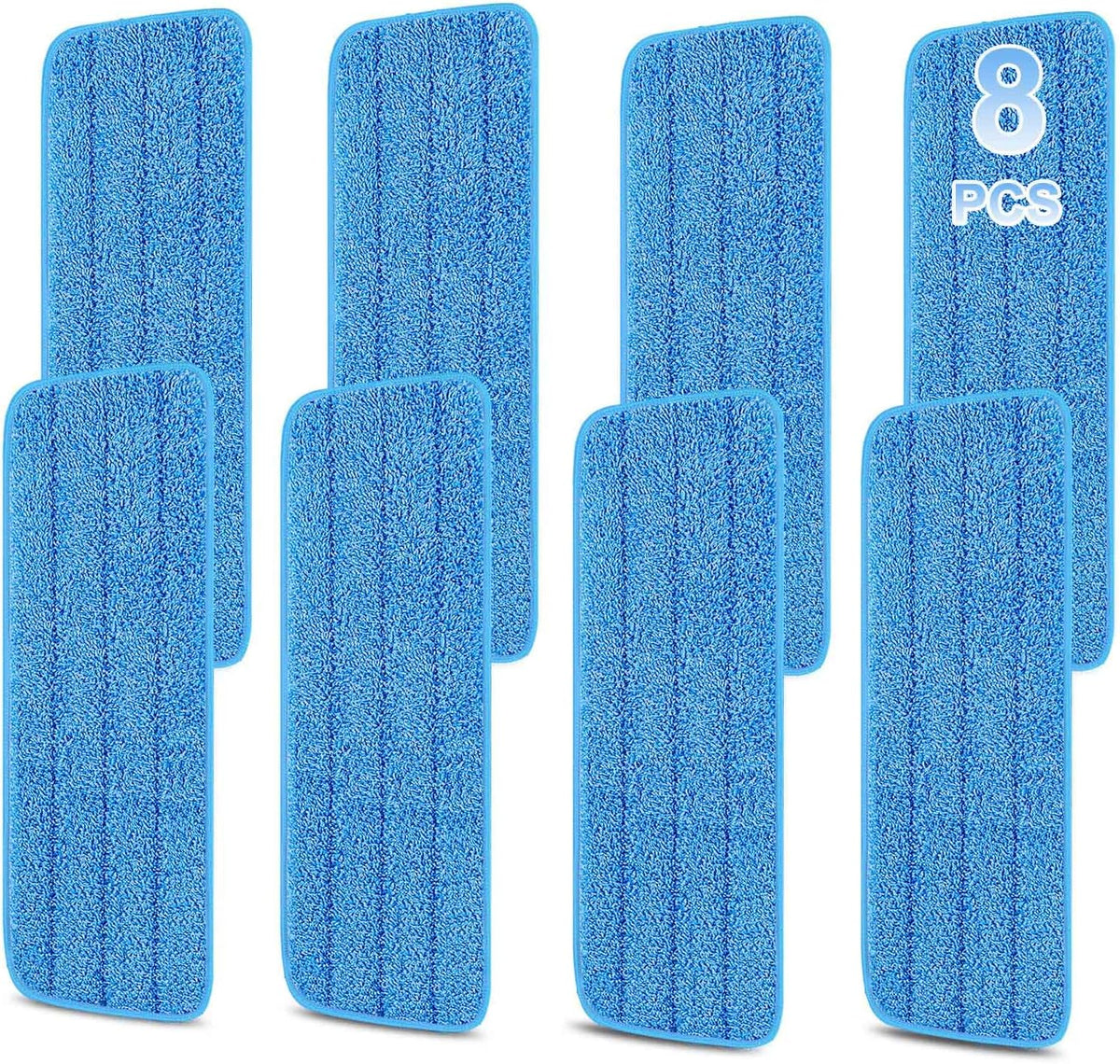 8 Pack 16.5 inch Reusable Mop Pads Microfiber Spray Mop Replacement Heads for Wet/Dry Mops
