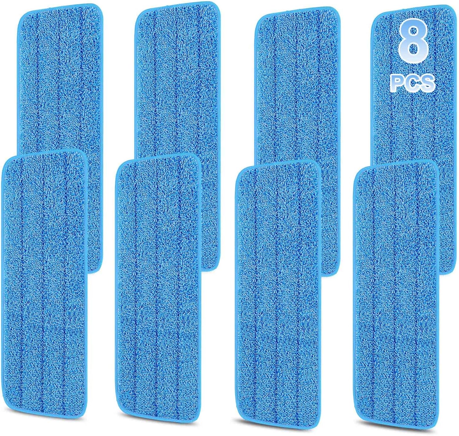 8 Pack 16.5 inch Reusable Mop Pads Microfiber Spray Mop Replacement Heads for Wet/Dry Mops