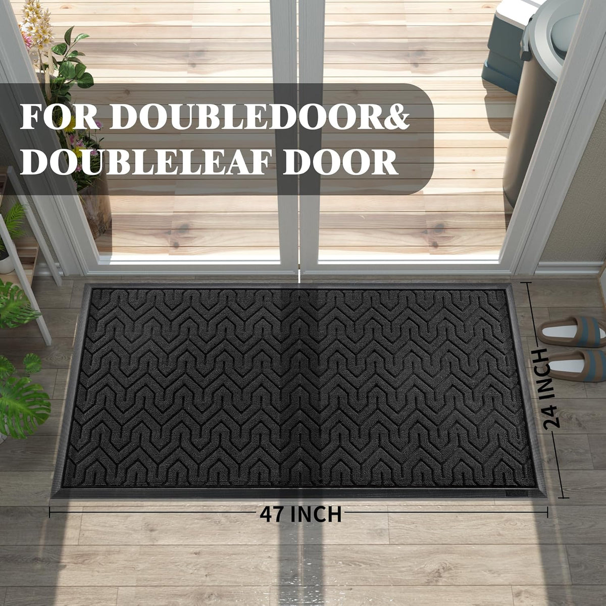 Yimobra Large Door Mat Outside Entrance 47x24, Waterproof Heavy Duty Outdoor Mats for Front Door