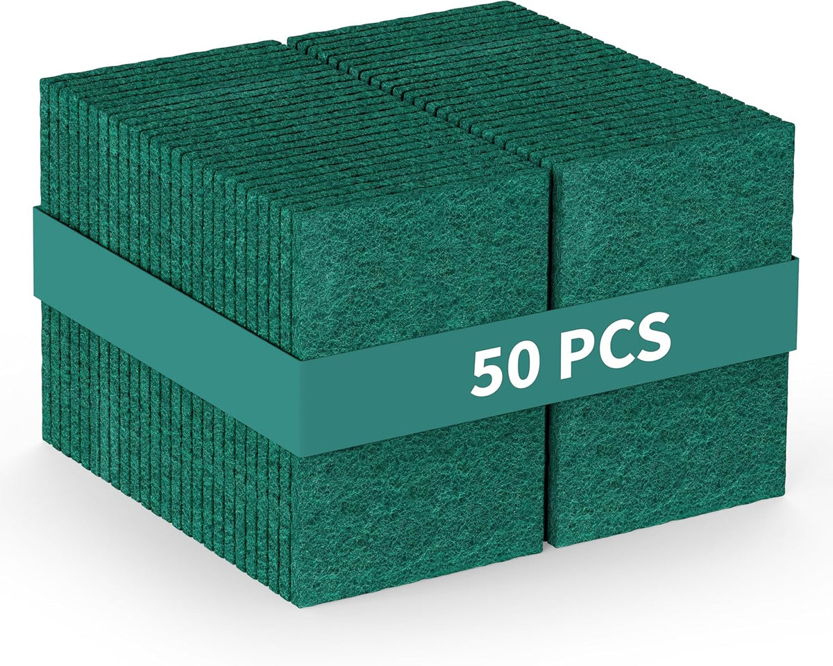 50 Pack Heavy Duty Green Scouring Pads 4x6 Inch – Large Non Scratch Scrub Pads Bulk for Kitchen