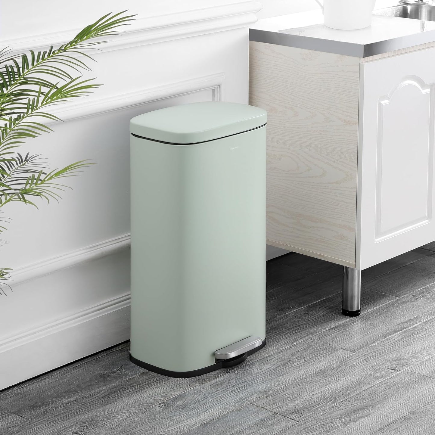 happimess HPM1011H Curtis 8-Gallon Step-Open Trash Can, Fingerprint Resistant, Modern, Minimalistic