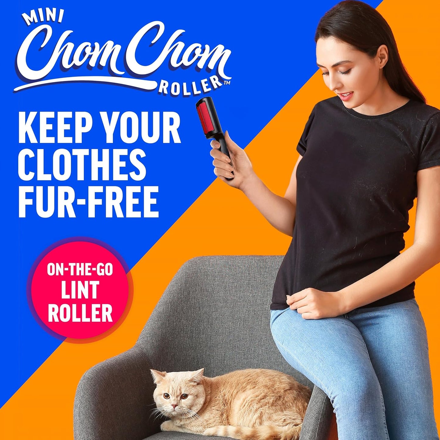 ChomChom Roller for Pet Hair - Reusable Lint Roller Pet Hair Removal Tool for Clothes, Couches