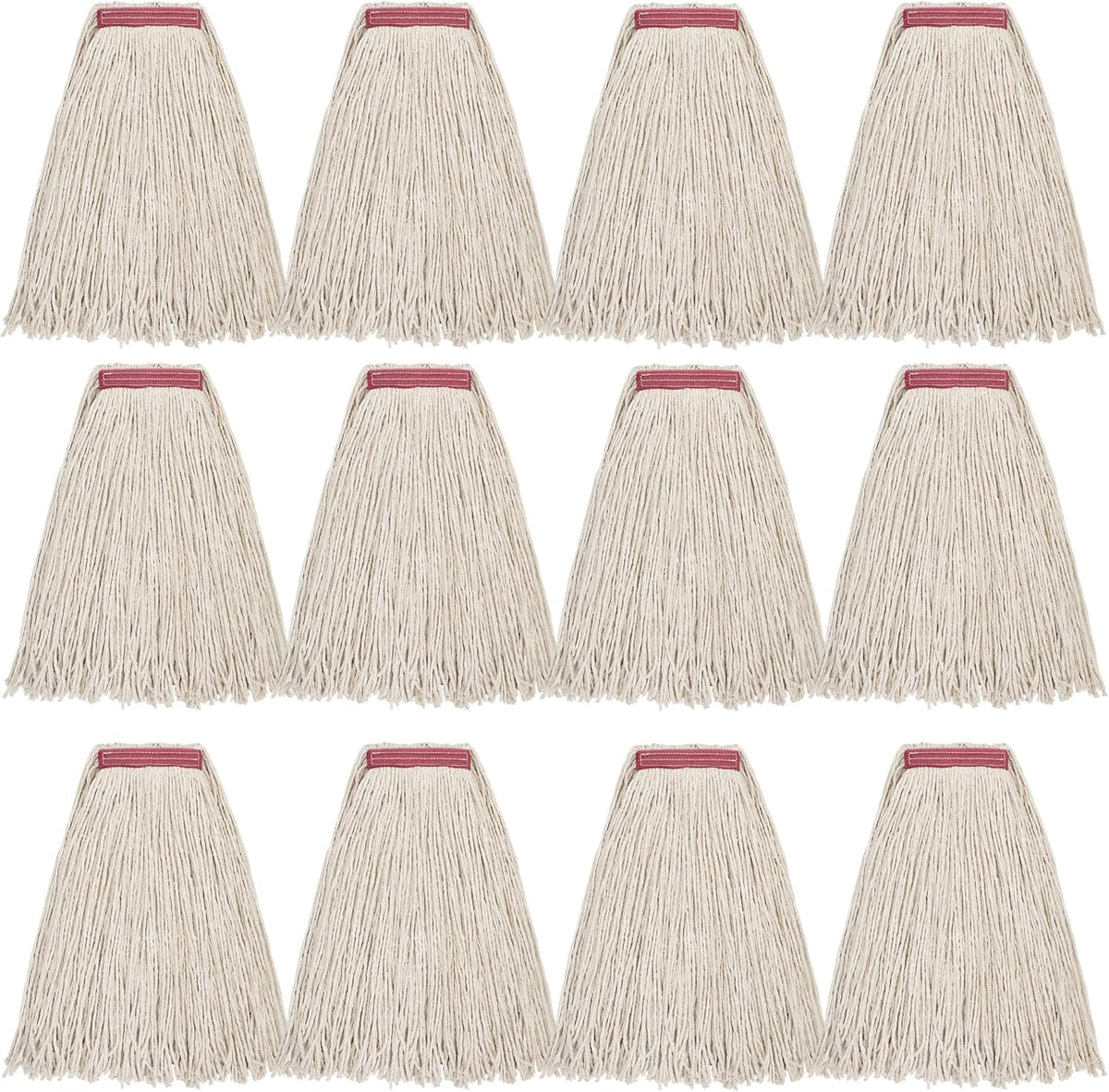 MATTHEW CLEANING 16oz 12Pack Cotton Mop Head Replacement,Cotton Looped-Open String Heavy Duty