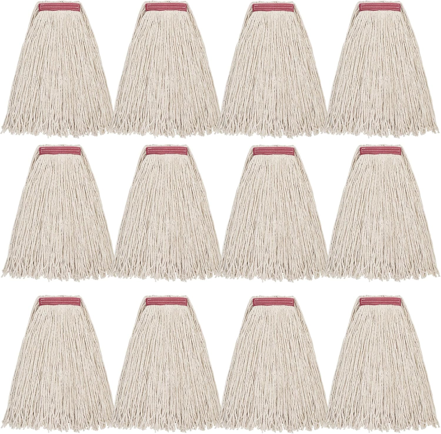 MATTHEW CLEANING 16oz 12Pack Cotton Mop Head Replacement,Cotton Looped-Open String Heavy Duty