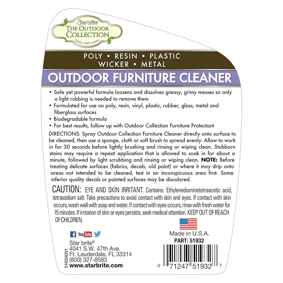 STAR BRITE Outdoor Collection Furniture Cleaner Spray - All-Surface Cleaner for Poly, Resin, Vinyl