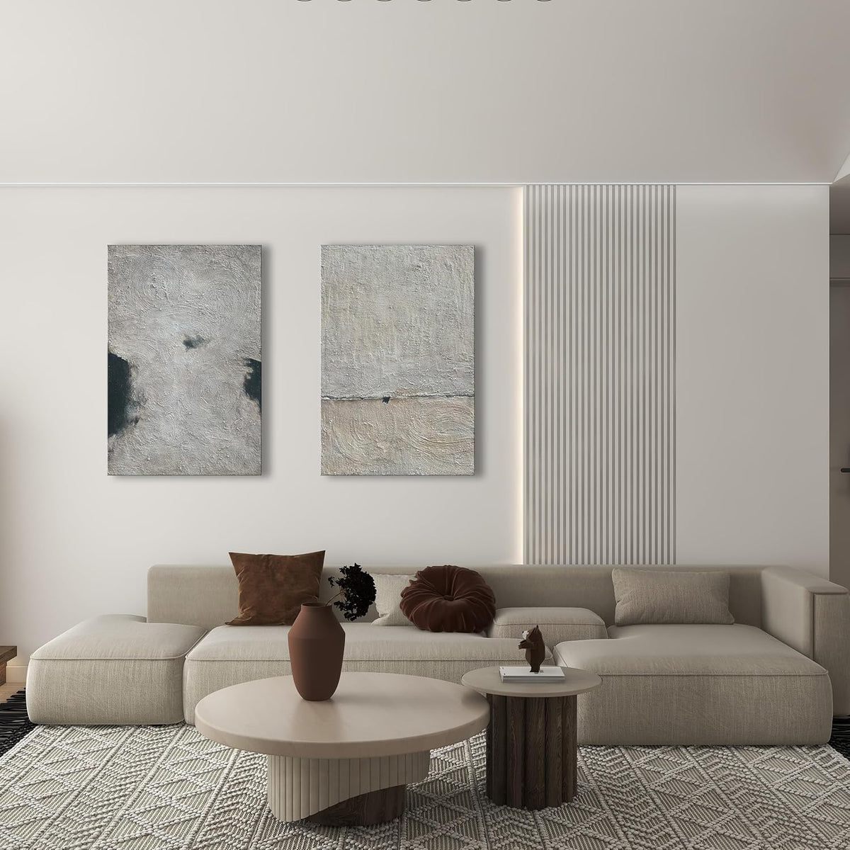 NANKAI Hand painted Minimalist Black and White art canvas Abstract Oil painting 36x24 inch wall