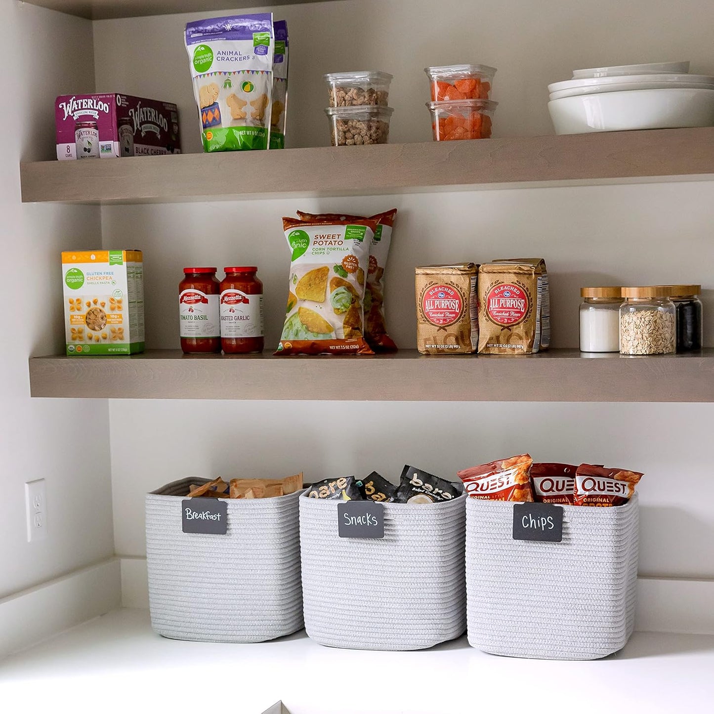 NaturalCozy Storage Cubes 11 Inch Cotton Rope Woven Baskets for Organizing, 3-Pack | Cube Storage