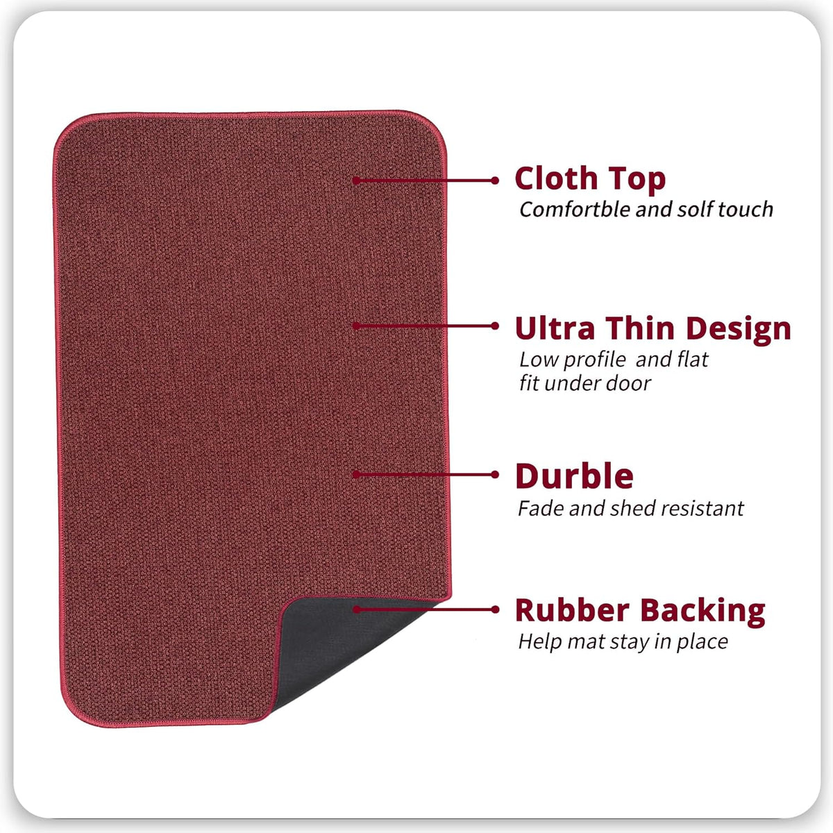 Bath Mat,Ultra Thin Bathroom Rugs,Rubber Bath Mats for Bathroom,No Slip Bath Rugs,Quick Dry,Machine
