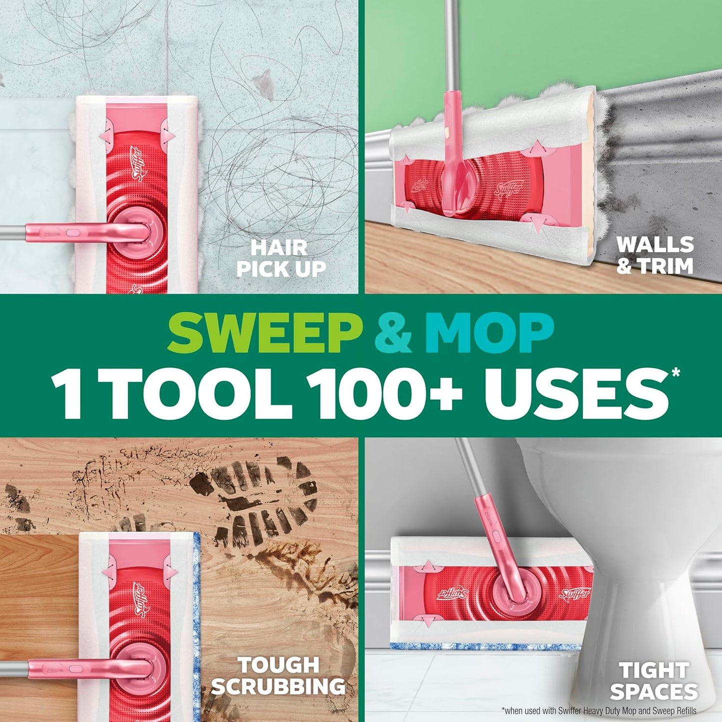 Swiffer Sweep and Mop Deluxe, Limited Edition Pink Wicked: for Good, 2-in-1 Floor Mopping and