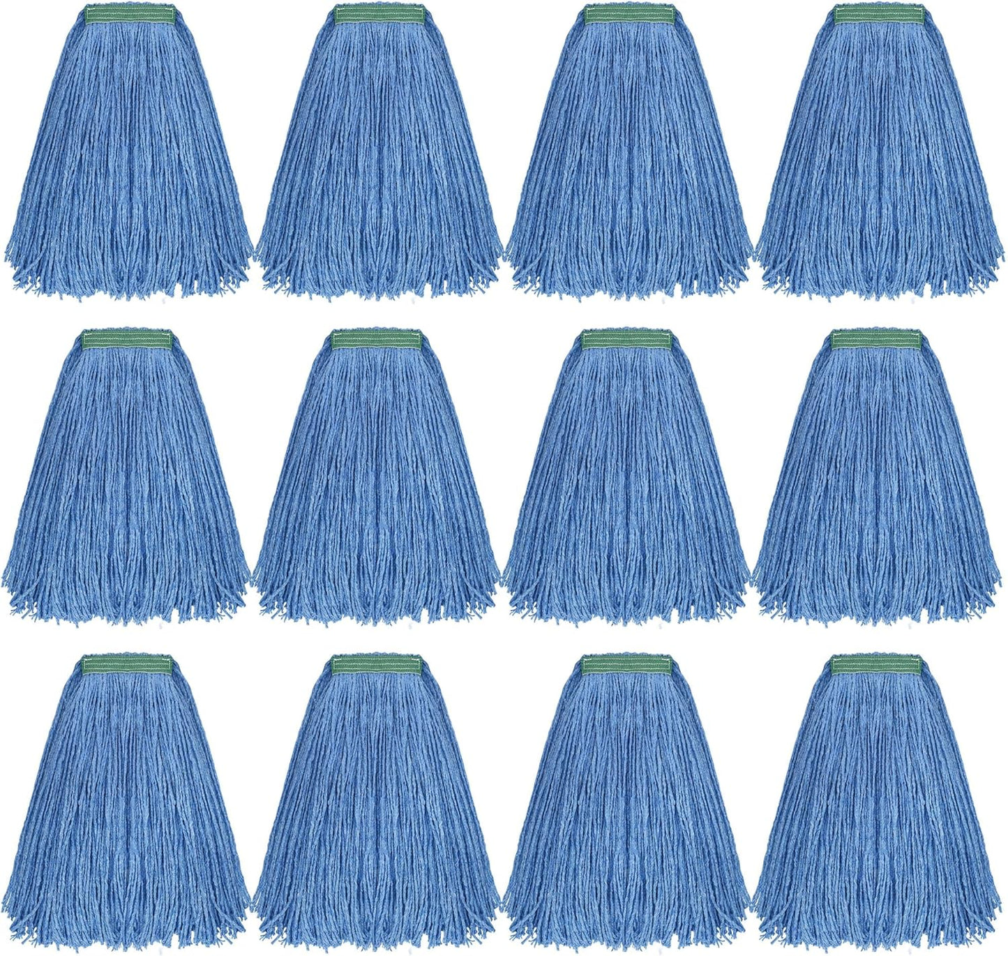 Matthew Cleaning 16oz 12Pack Cotton Floor Mop,Cotton Looped-Open String Heavy Duty String Refills