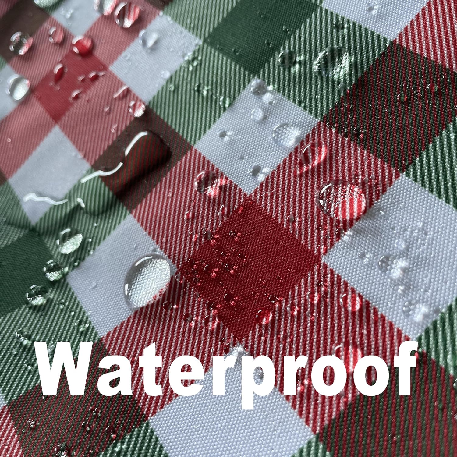 Gingham Xmas Tablecloth Fabric - Oblong 58x120 Water Resistant Christmas Plaid Table Cloth for