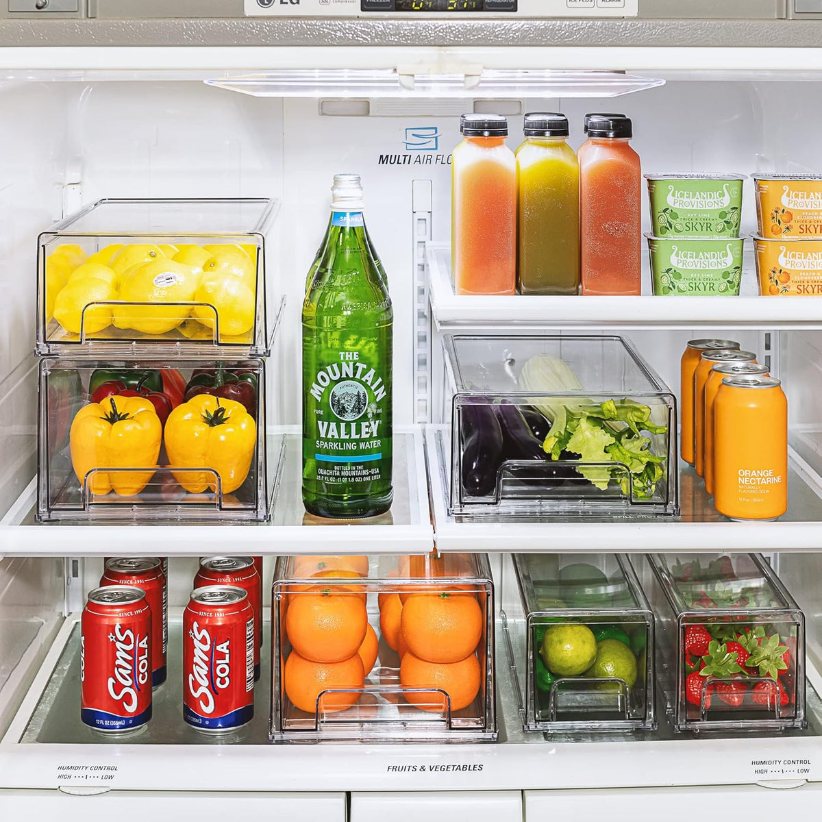 Sorbus Small Wide Clear Storage Drawers (4 Pack) – Stackable Pull-Out Storage Bins for Fridge