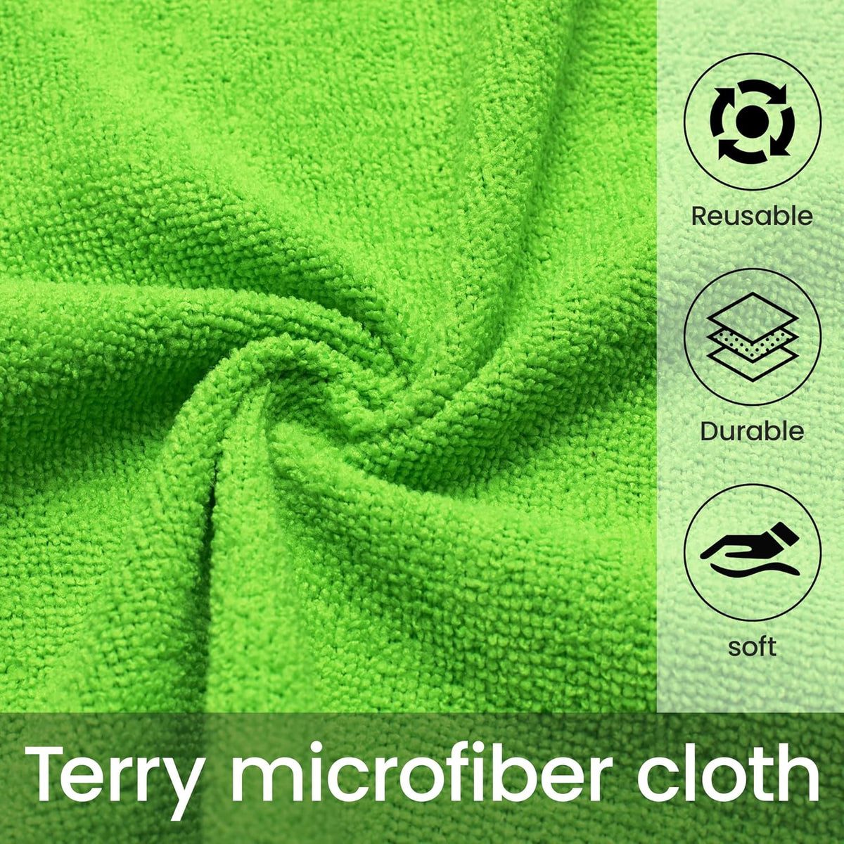 Greenfound Microfiber Cleaning Cloth Roll -80 Pack, 11.5x11.5, Tear Away Towels, Reusable and