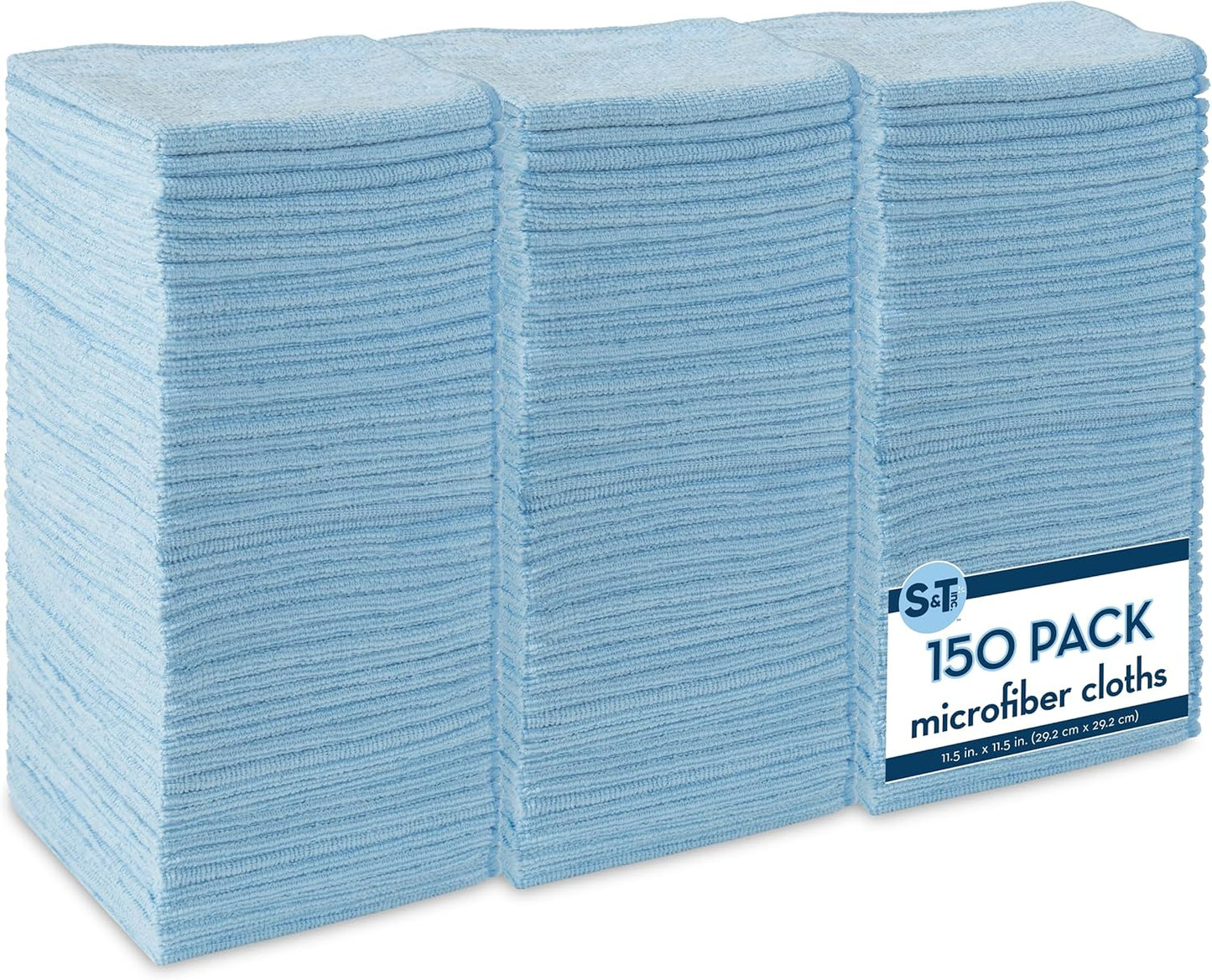 S&T INC. 150 Pack Microfiber Cleaning Cloth, Bulk Towels for Home, Reusable Microfiber Towels for