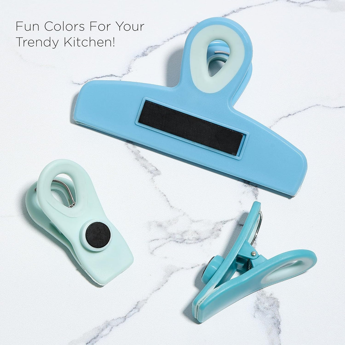 COOK WITH COLOR Bag Clips - Heavy Duty Chip Clip and Refrigerator Magnet Clips for Food Storage