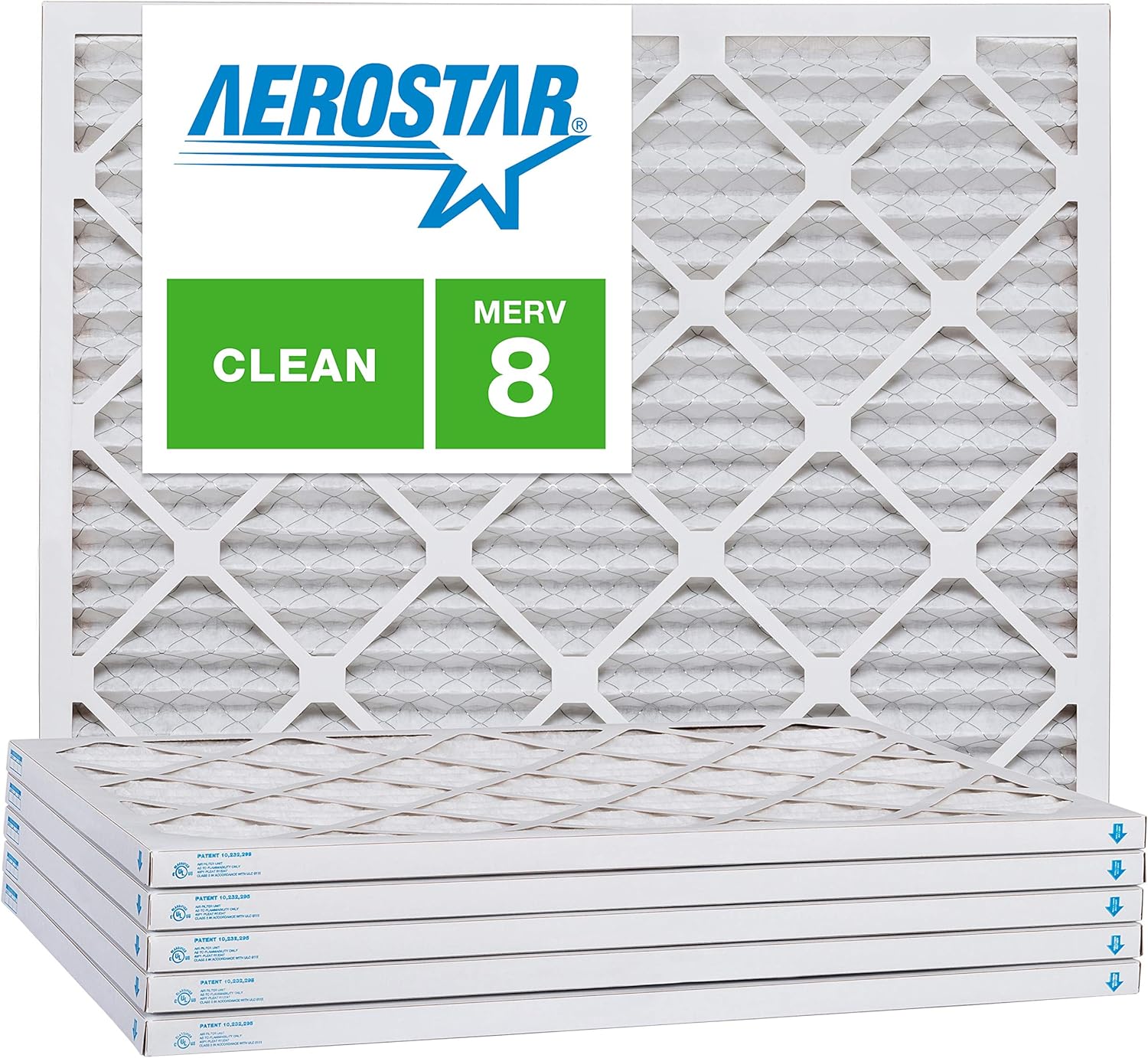 Aerostar 6x10x1 MERV 8, Pleated Air Filter, 6x10x1, Box of 6, Made in the USA
