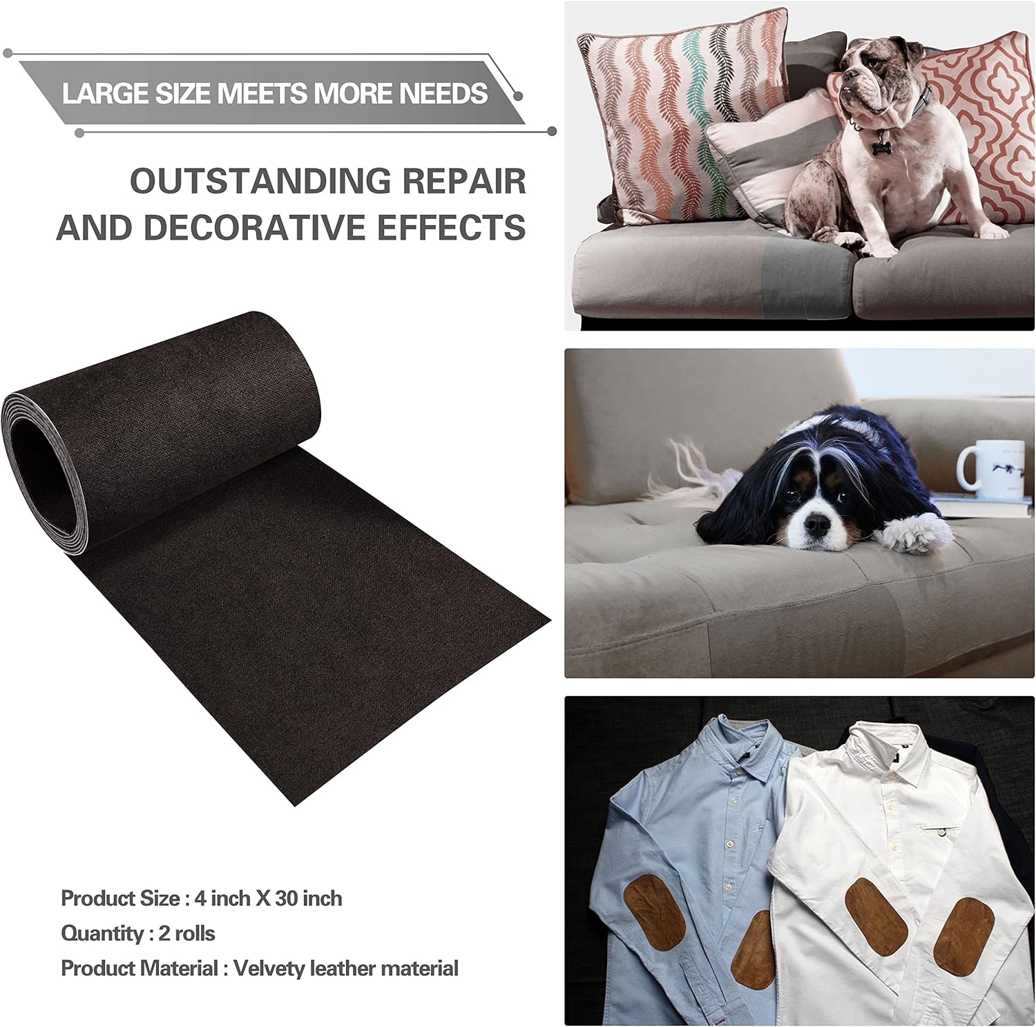 Velvet Repair Patch - Self-Adhesive Flannel Fabric Patch in Multi Colors for Sofas, Car Seats