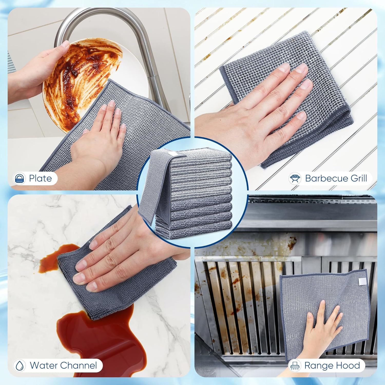 Forggon10 Pcs New Upgrade 2-Layer Non Scratch Wire Dishcloth,Wire Dishwashing Rag, Non-Scratch Wire