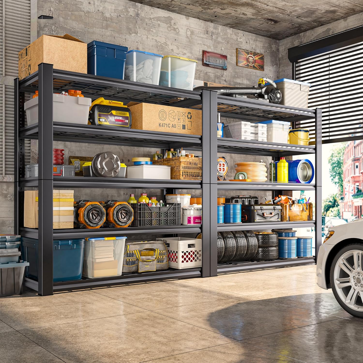 REIBII 3010LBS Storage Shelves 72" H Garage Shelving Heavy Duty Metal Shelving 5 Tier Adjustable