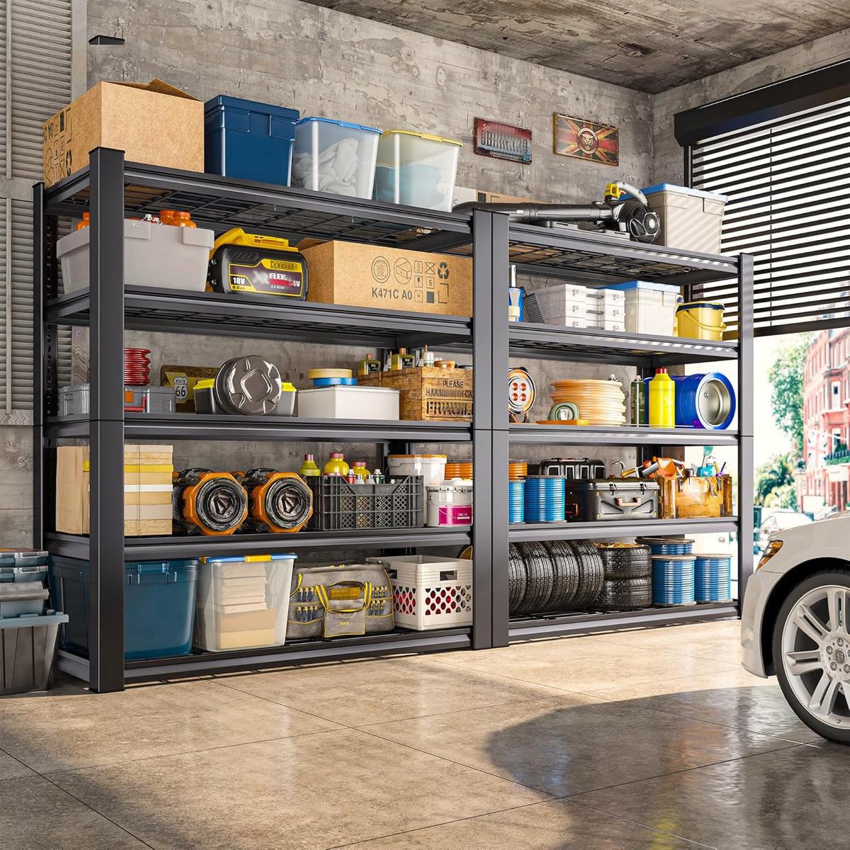 REIBII 3010LBS Storage Shelves 72" H Garage Shelving Heavy Duty Metal Shelving 5 Tier Adjustable
