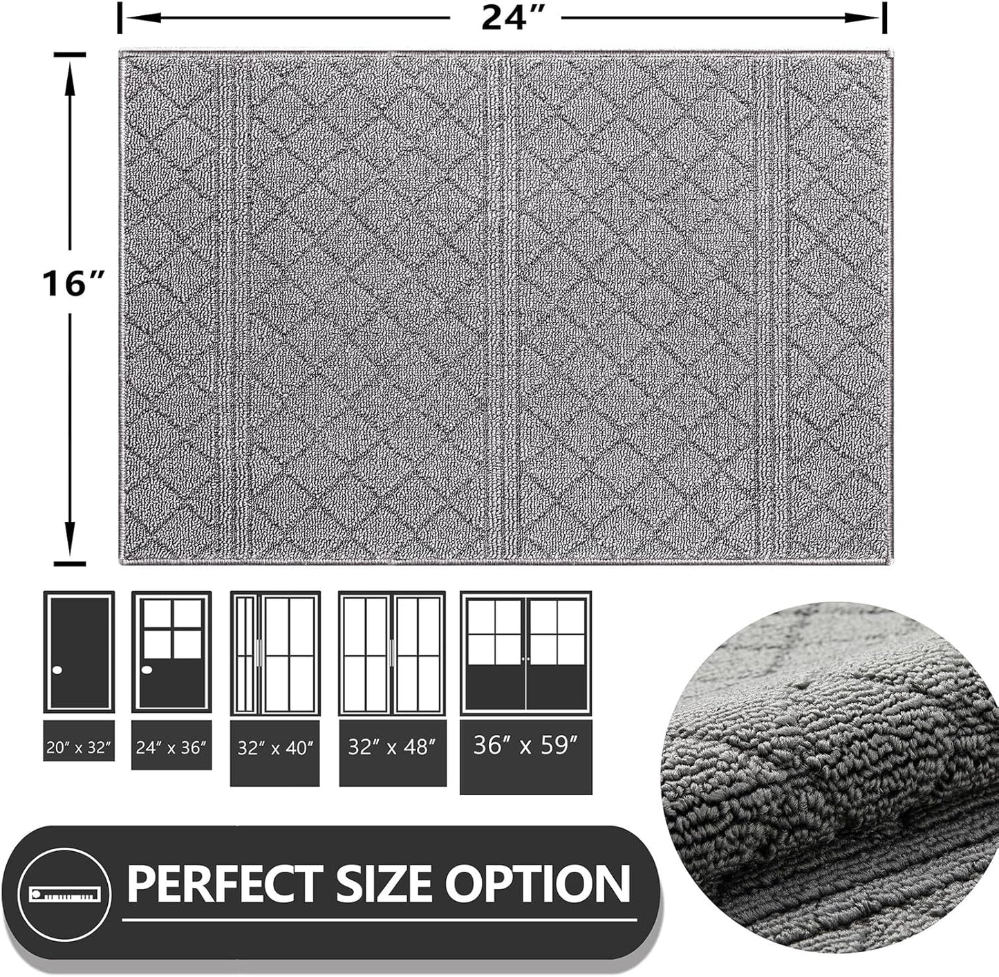REFETONE Indoor Doormat, Front Back Door Mat 16"x24" Absorbent Rubber Backing Non Slip Door Mats