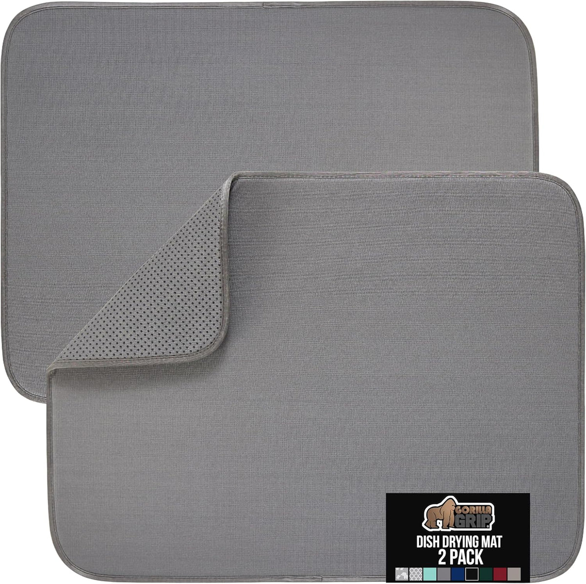 GORILLA GRIP Ultra Water Absorbent Microfiber Dish Drying Mat, Quick Dry Thick Mesh, Slip Resistant