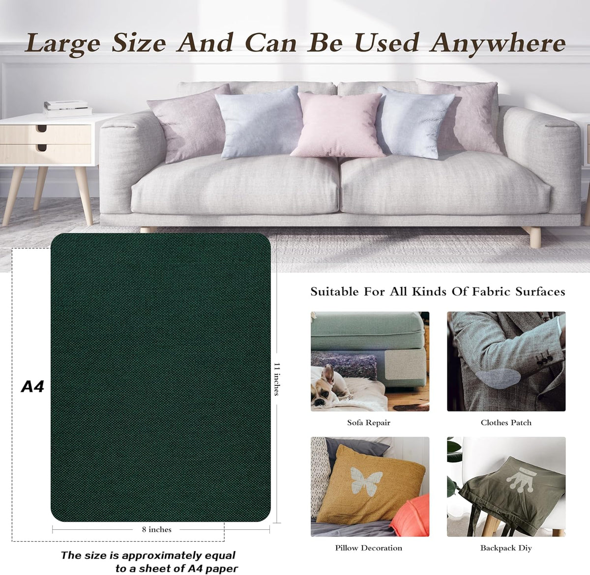 KING MOUNTAIN Coarse Linen Repair Patches, Self-Adhesive Linen Fabric Patches, 8X11 inch 2 PCS