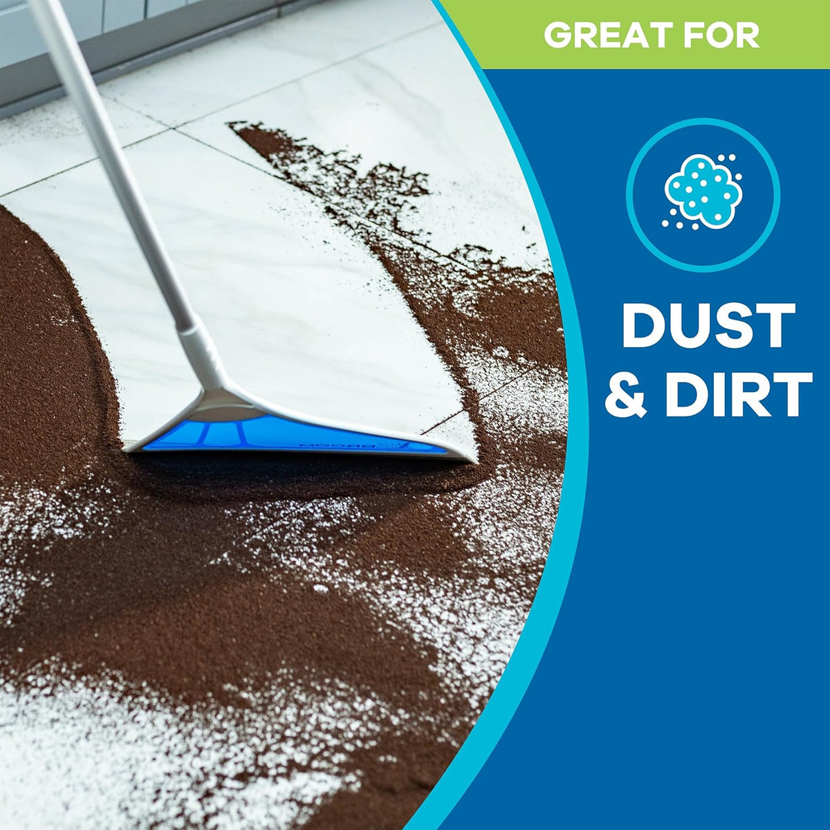 Helio Air Broom 3 Piece Kit All Surface Sweeper and Squeegee for Wet and Dry Cleaning Dust, Dirt