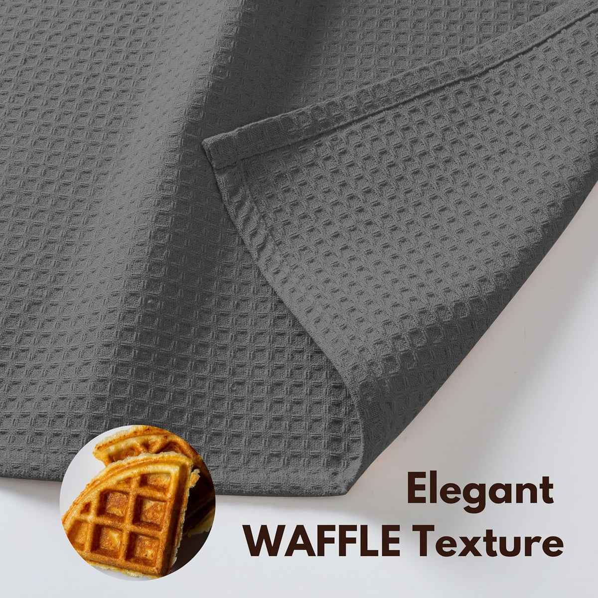 Native Fab Cotton Kitchen Towel with Hanging Loop 16x26 inches, 4-Pack, Waffle Weave Kitchen Towels