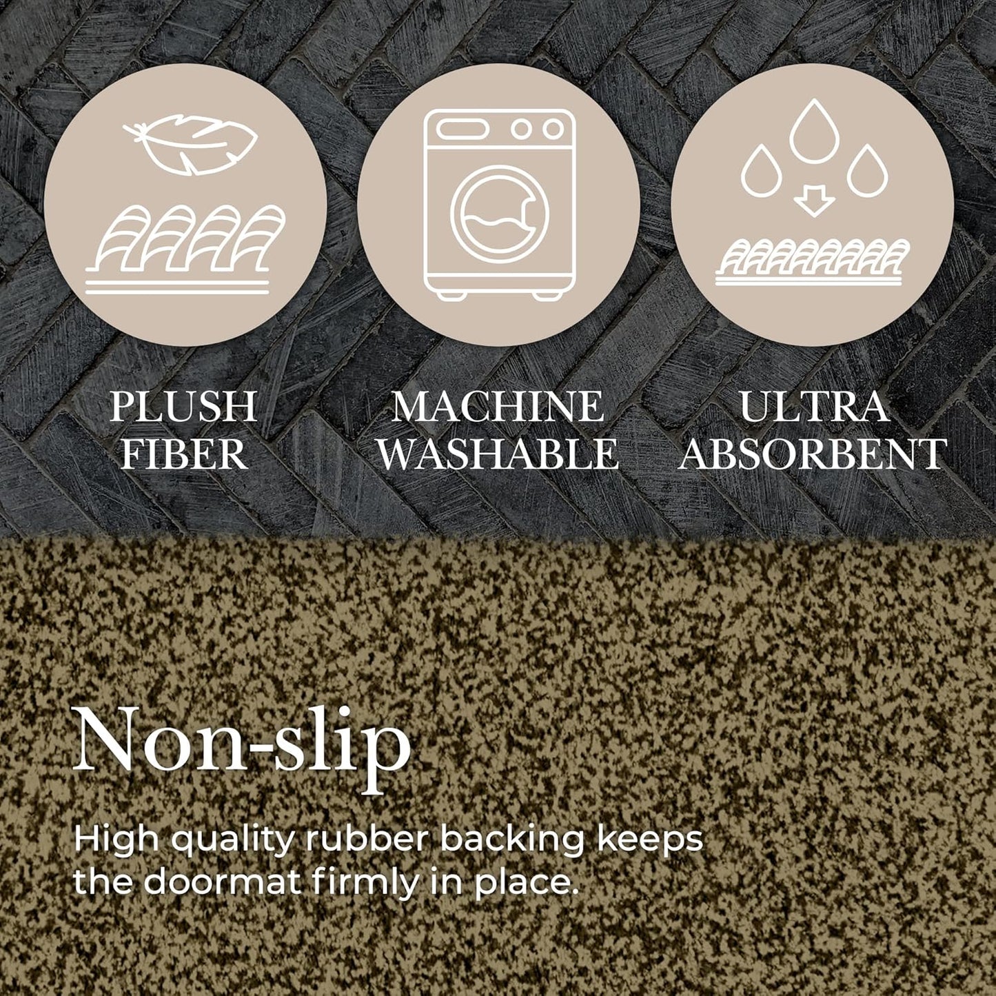 Premium Microfiber Indoor Door Mat – 24"x36" Washable Entry Mat, Non-Slip, Waterproof Backing